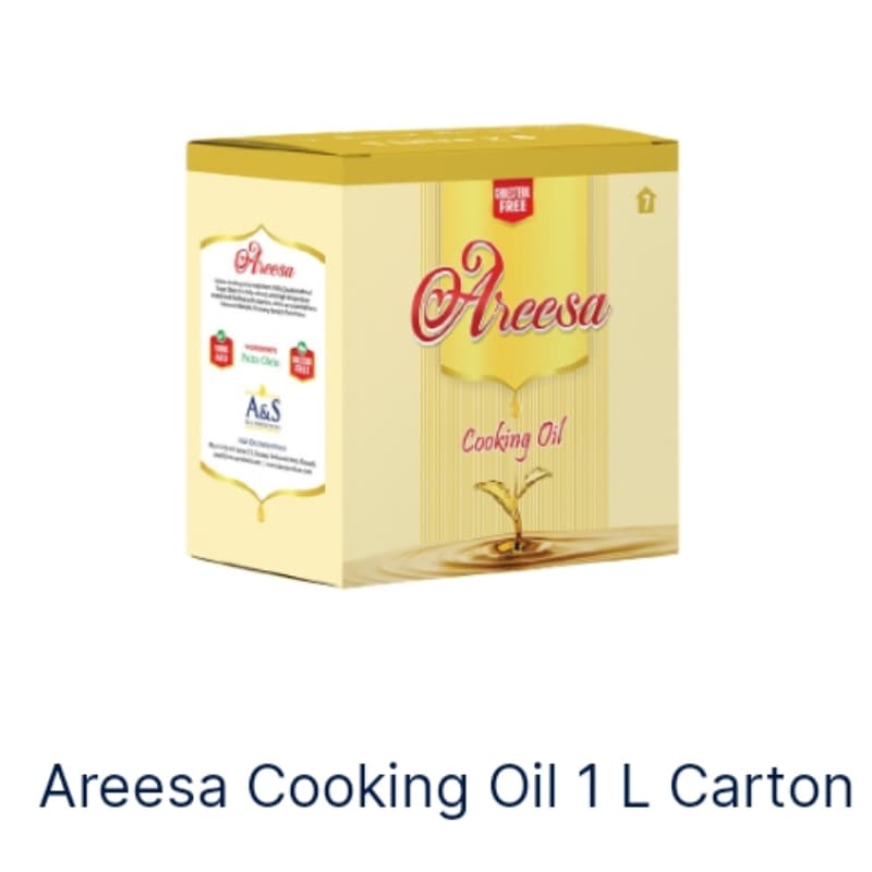 Areesa cooking oil 1L, 5 pouchCartoon