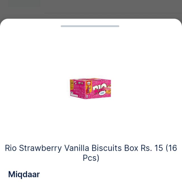 Rio Strawberry Vanilla Biscuit box Rs15 16pcs