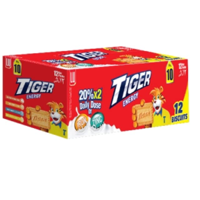 Tiger Fortified Biscuits Rs 10 box 14pcs