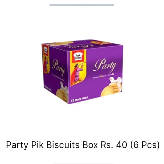 Party pik biscuits Box Rs 40 (6pcs)