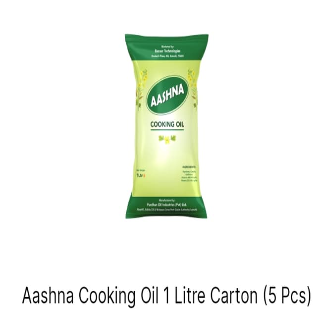 Aashna cooking oil 1 Ltr ctn( 5 pouch )