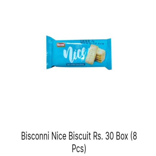 Bisconni Nice biscuit Rs 30 Box 8pcs
