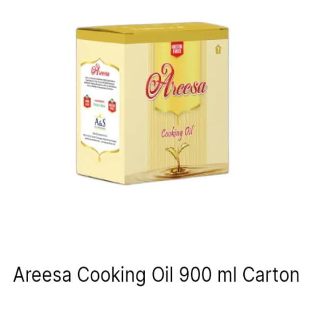 Areesa cooking oil 900ml carton 5 pouch